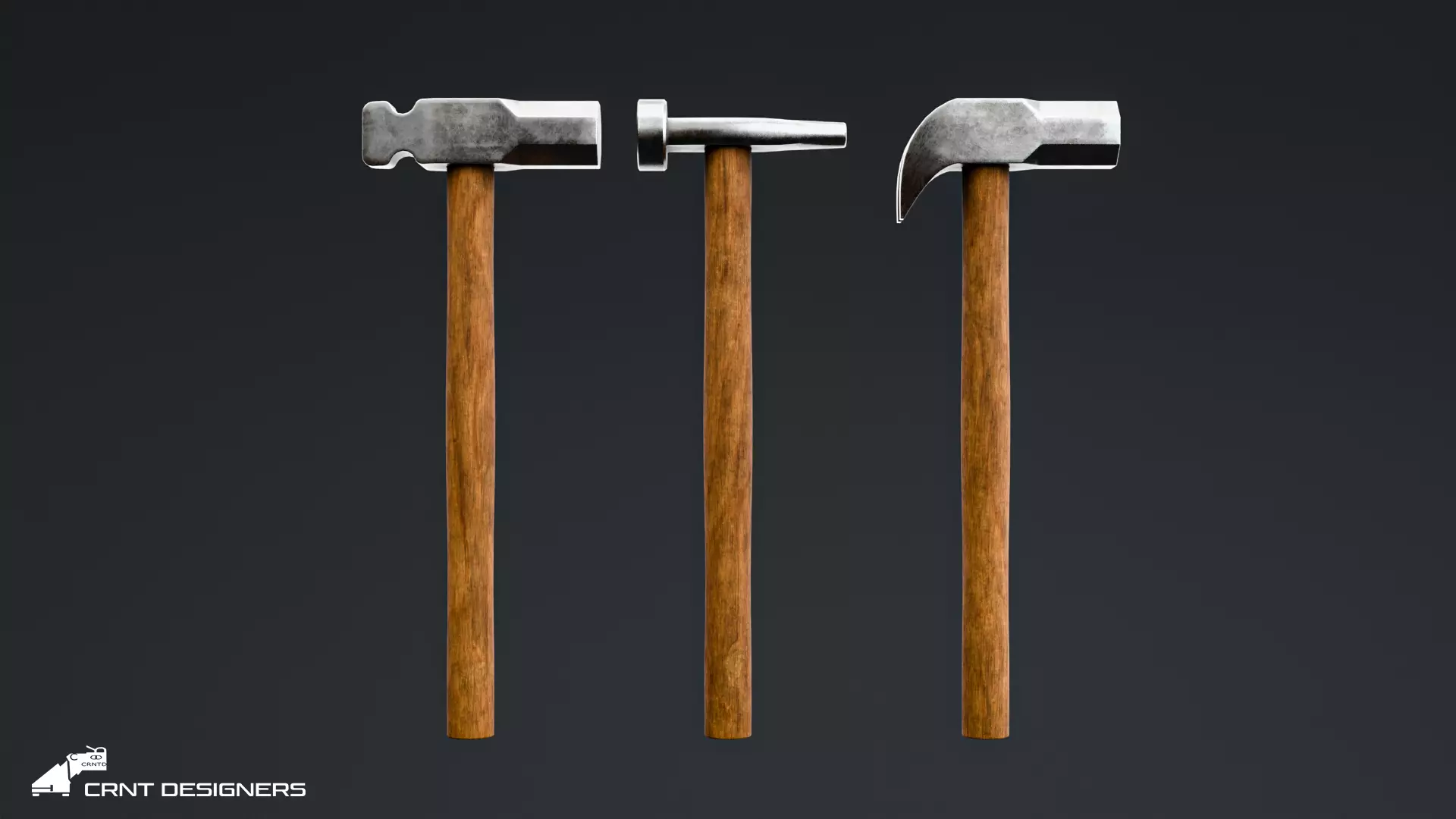 Medieval Blacksmith Hammer Set Low-poly 3D model_1