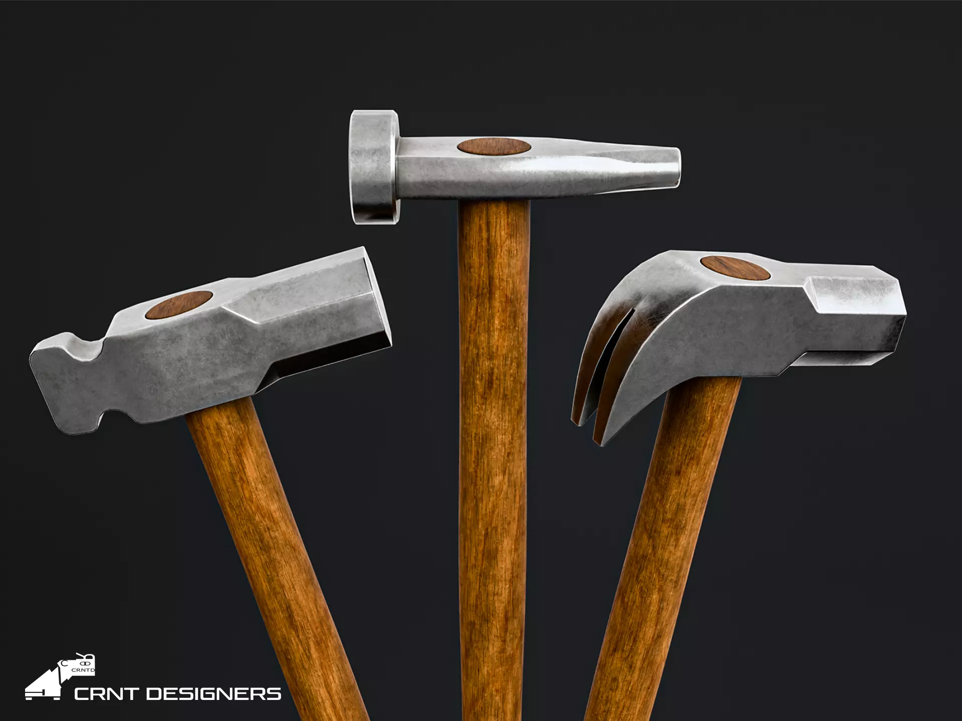Medieval Blacksmith Hammer Set Low-poly 3D model_0