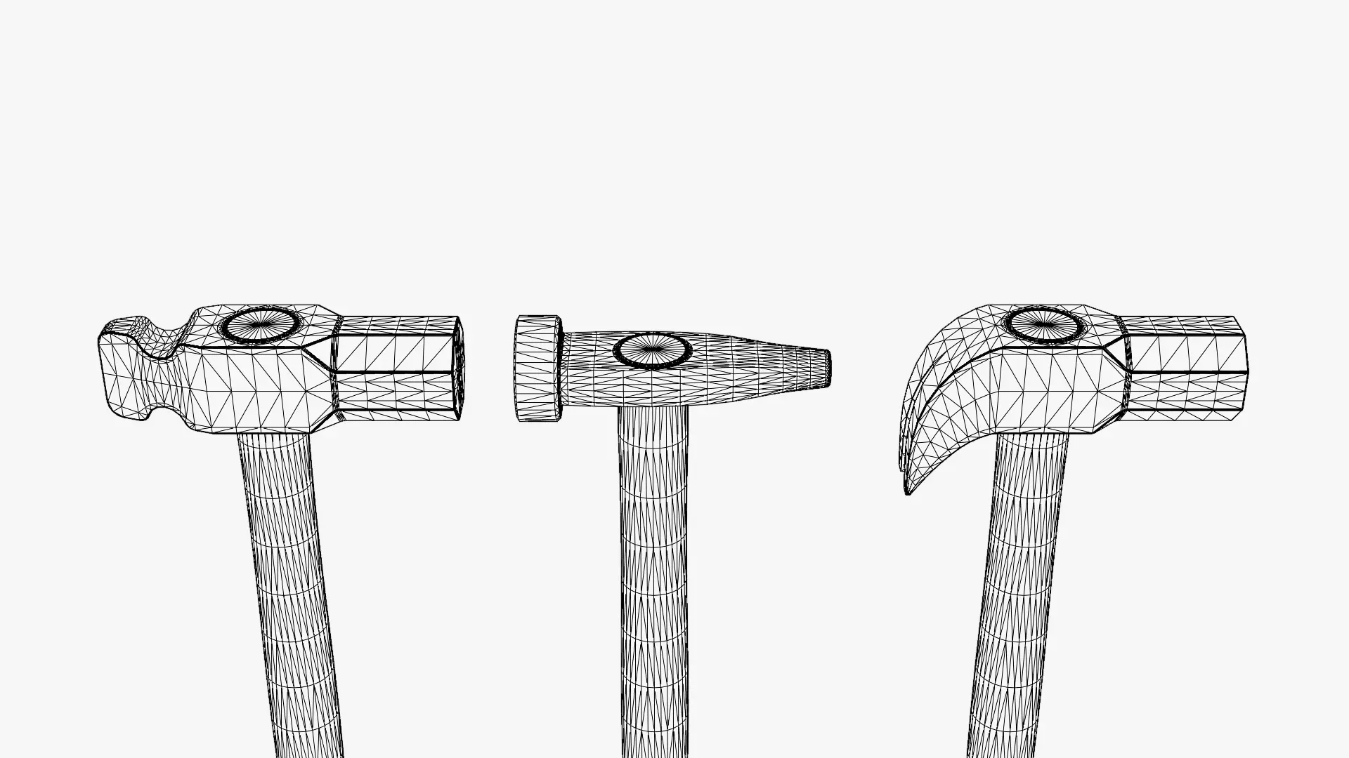 Medieval Blacksmith Hammer Set Low-poly 3D model_5