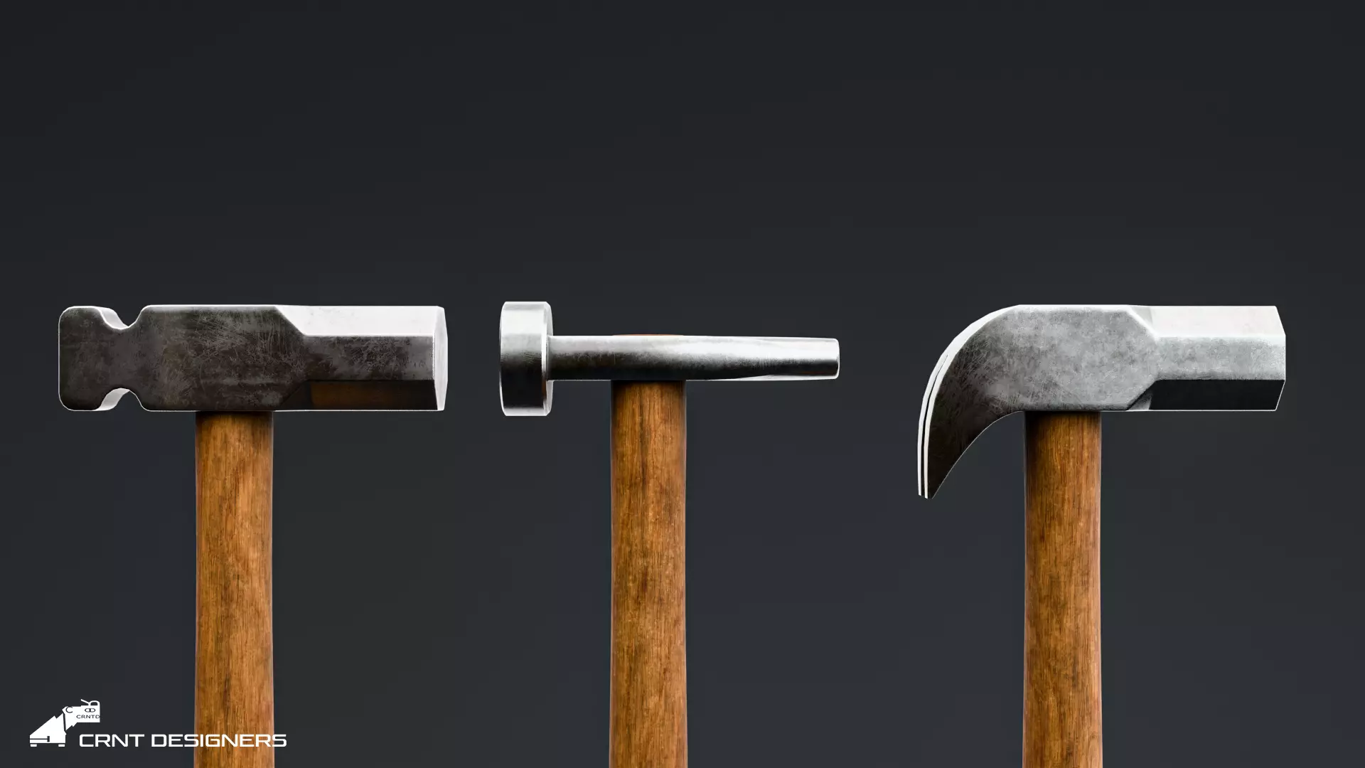 Medieval Blacksmith Hammer Set Low-poly 3D model_3