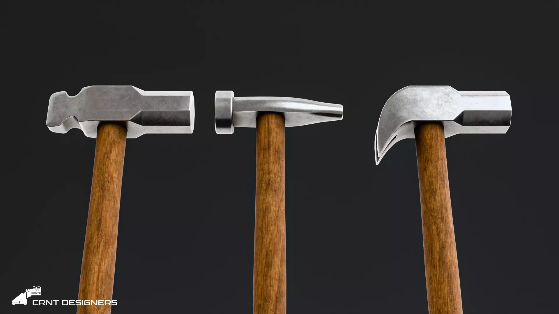 Medieval Blacksmith Hammer Set Low-poly 3D model_8