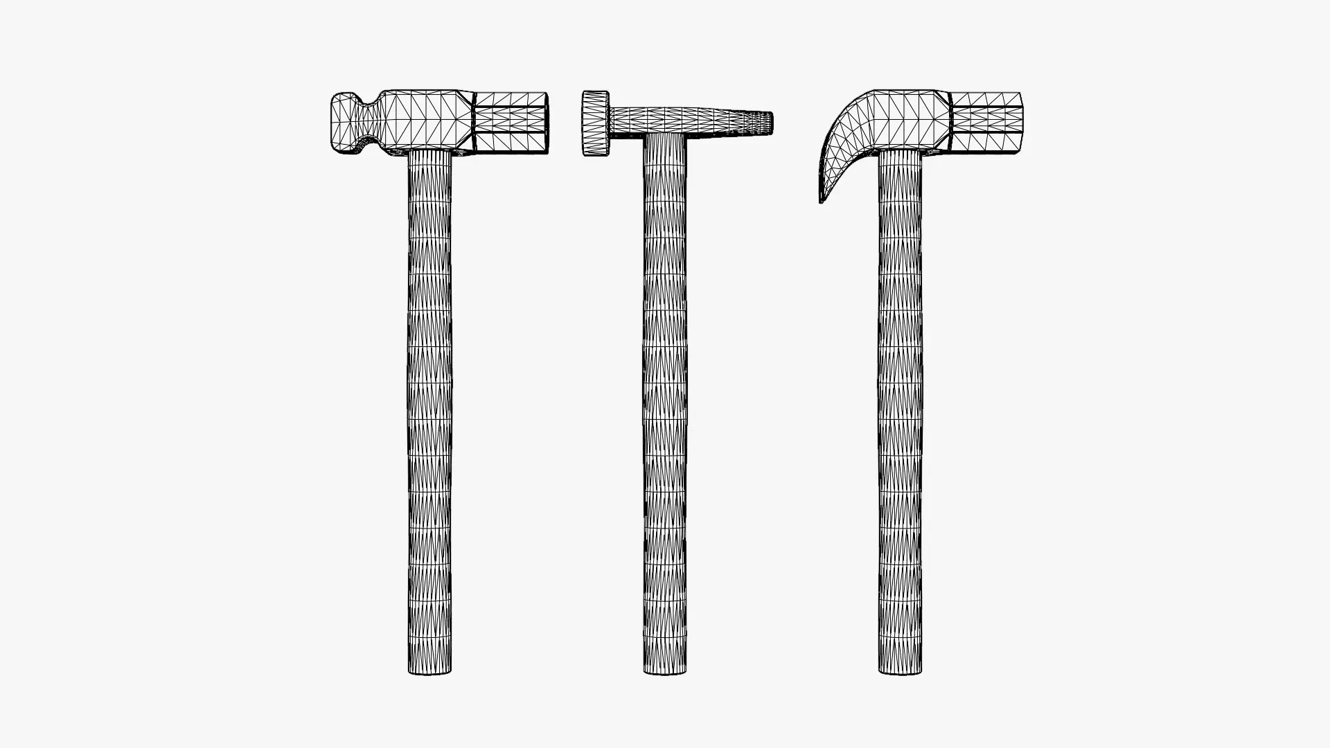 Medieval Blacksmith Hammer Set Low-poly 3D model_2