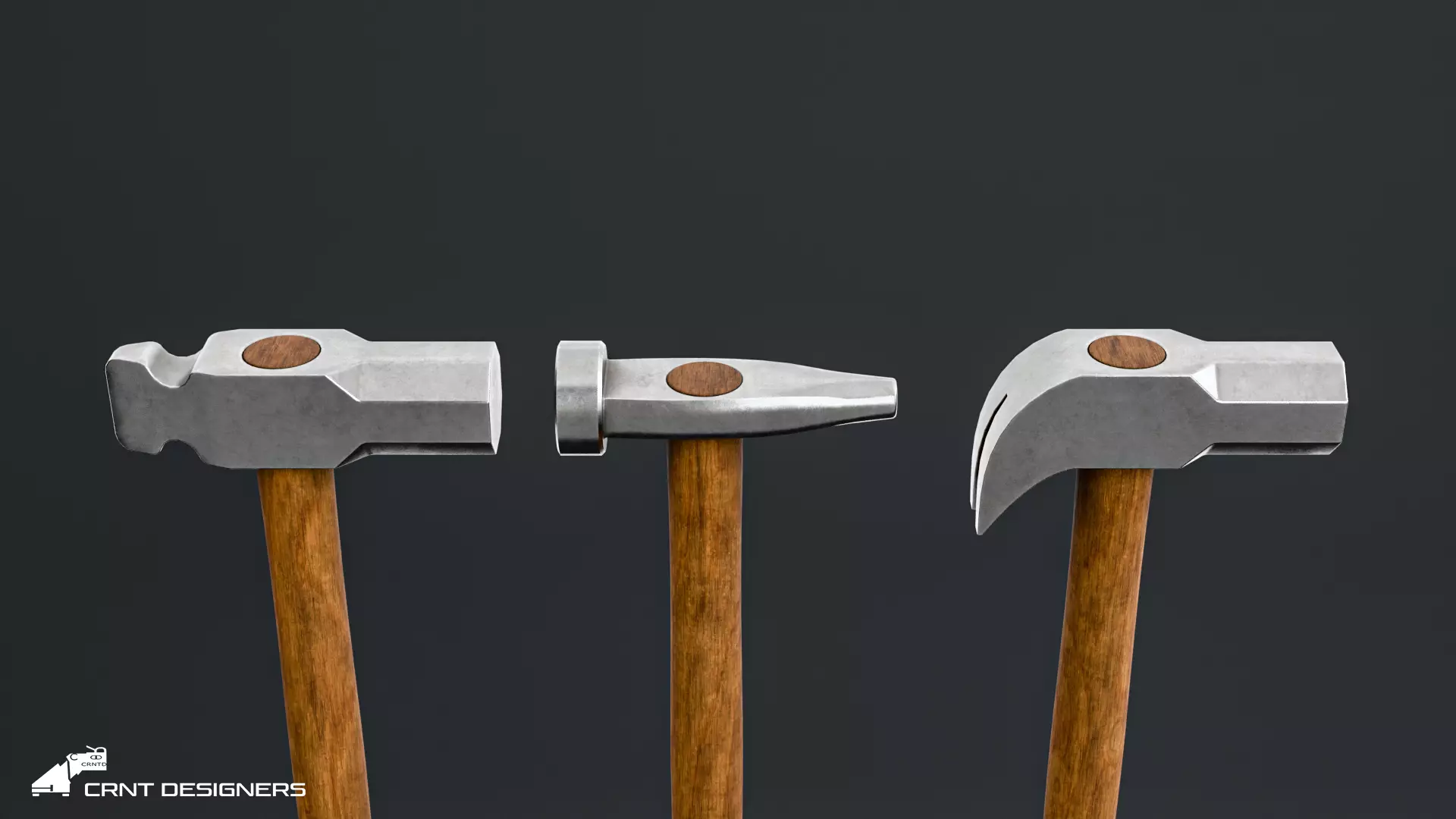 Medieval Blacksmith Hammer Set Low-poly 3D model_4