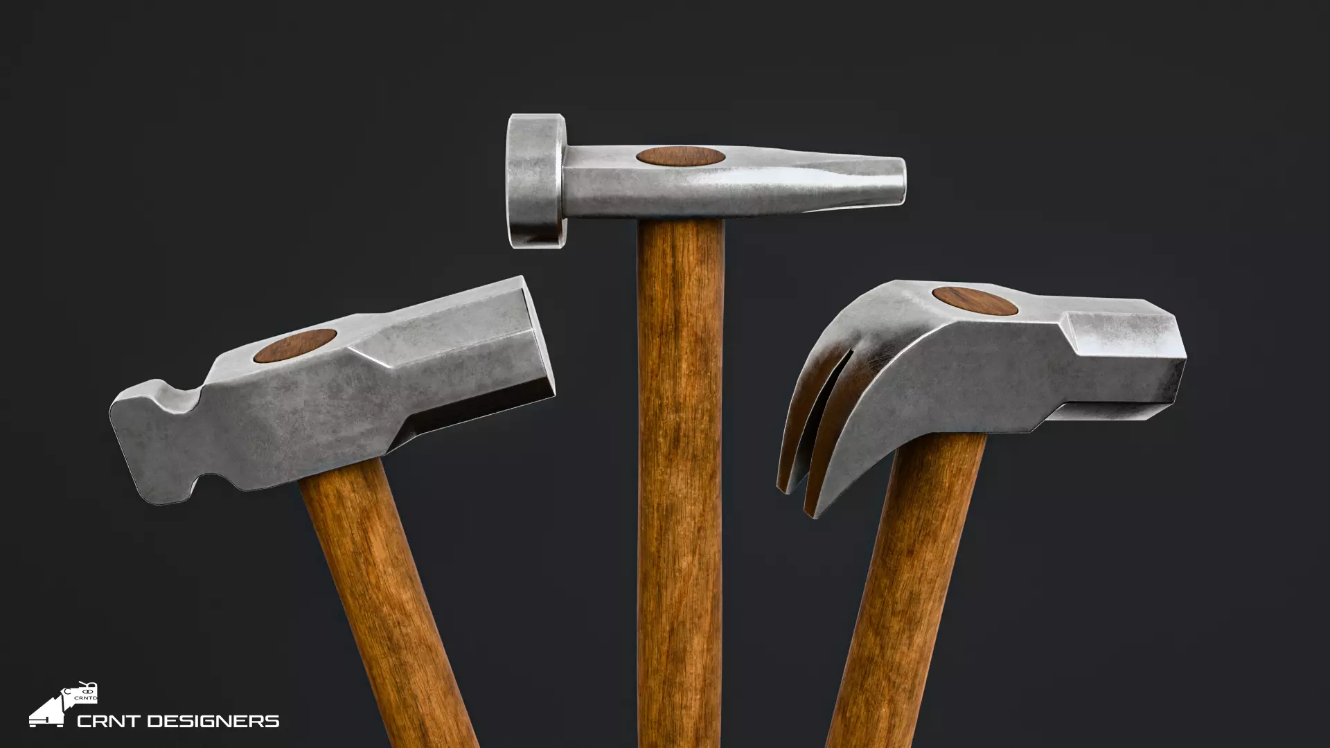 Medieval Blacksmith Hammer Set Low-poly 3D model_22