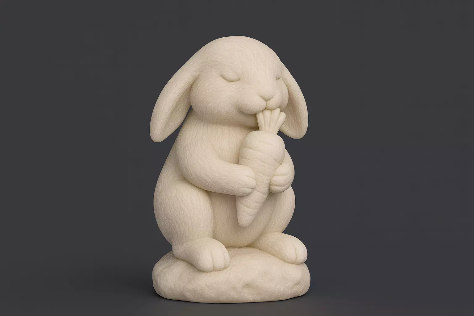 Rabbit Eating Carrot on a Rock 3D print model_0