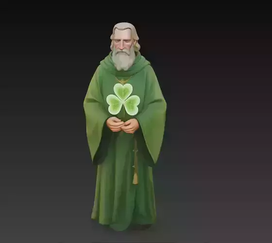 Saint Patrick Statue - Shamrock Symbol 3D Model