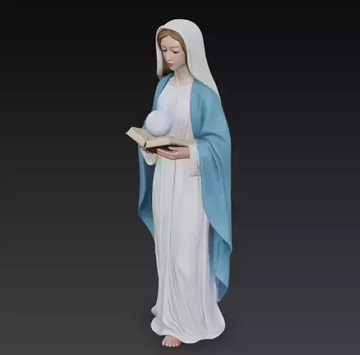 Virgin Mary with Orb and Book - Sacred 3D Statue