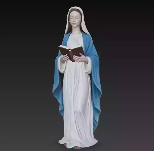 Virgin Mary Reading Book - Madonna Sculpture 3D