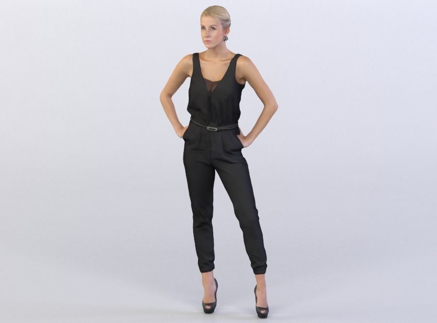 Kati 0510 Woman looking up, arms in the pockets 3D model