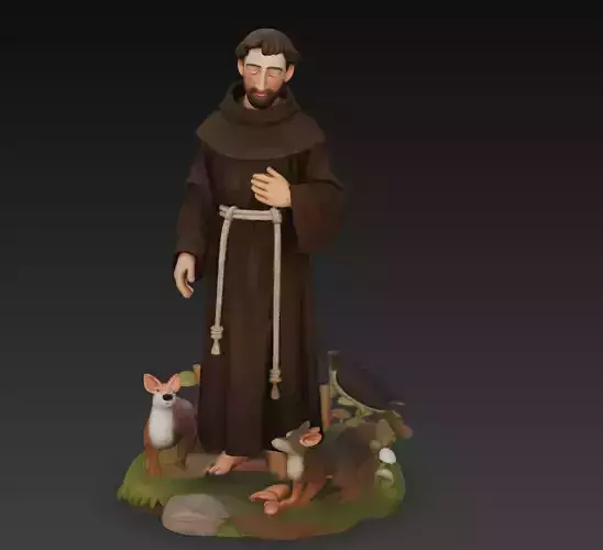 Saint Francis with Woodland Animals Statue