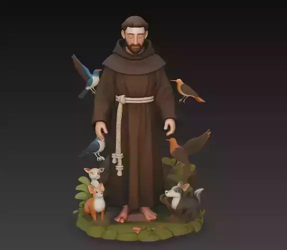 Saint Francis with Birds - Forest Animals Statue