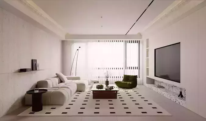 warm and cozy living room 3D model