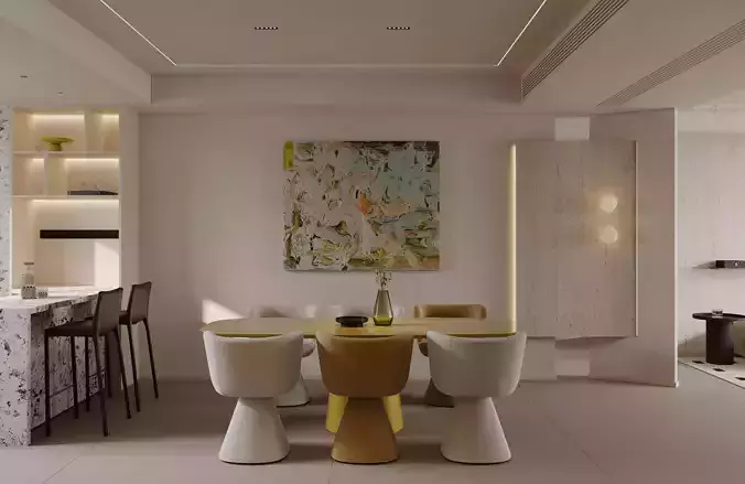 warm and cozy living room 3D model 4