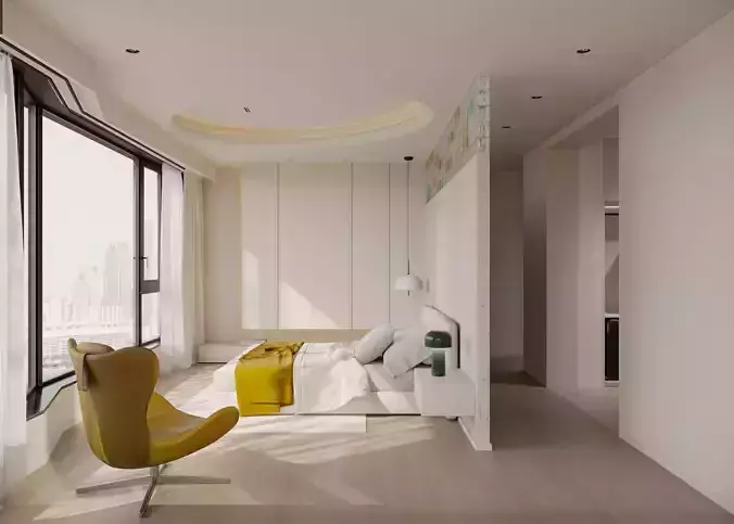 warm and cozy living room 3D model 2