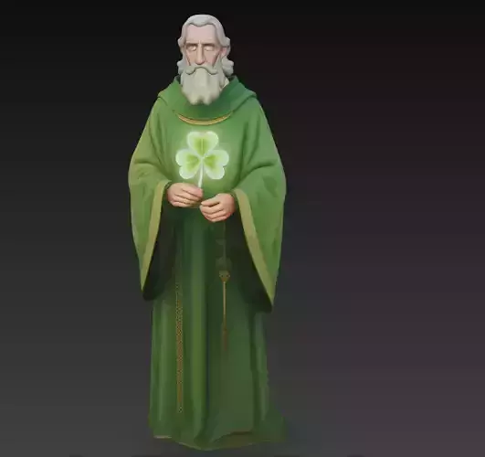 Saint Patrick Statue - Shamrock Religious Model
