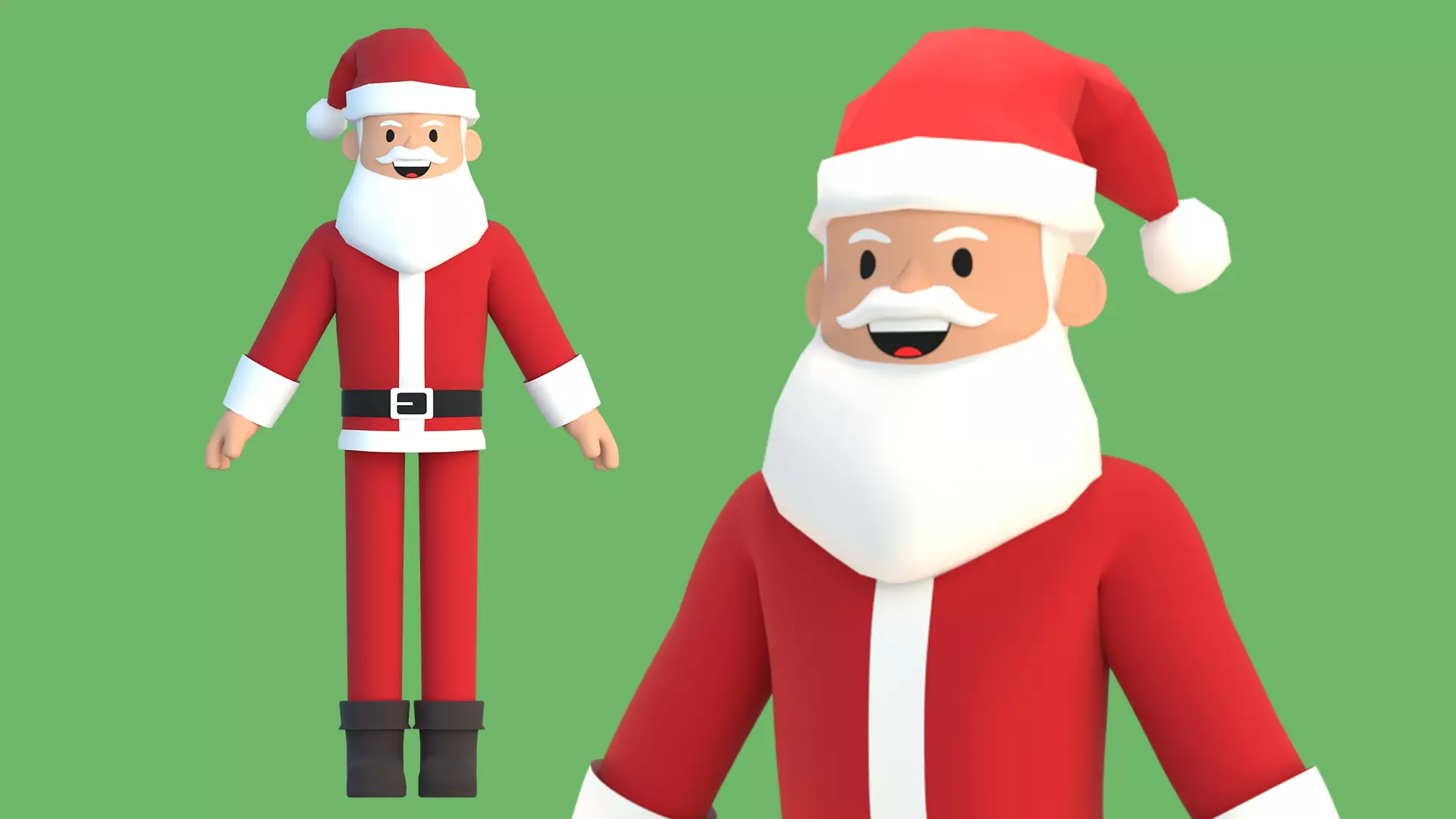 Cartoon Santa Claus Character Low-poly 3D model