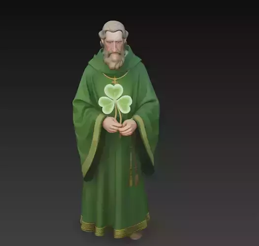 Saint Patrick 3D Statue - Shamrock Religious Figure