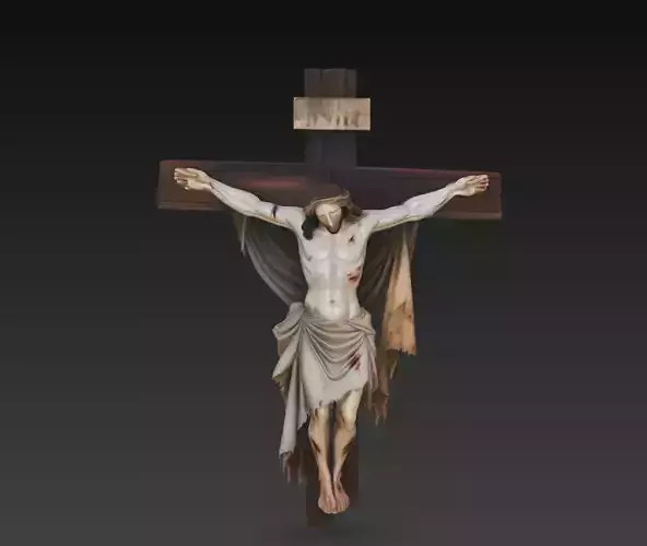 Crucifix Sculpture - Jesus on Cross 3D Model