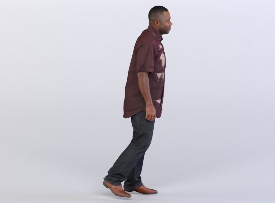 Ray 0132 Man in a shirt walking 3D model_3