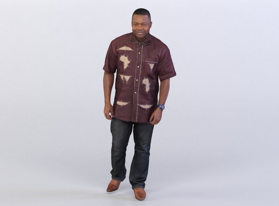 Ray 0132 Man in a shirt walking 3D model_0