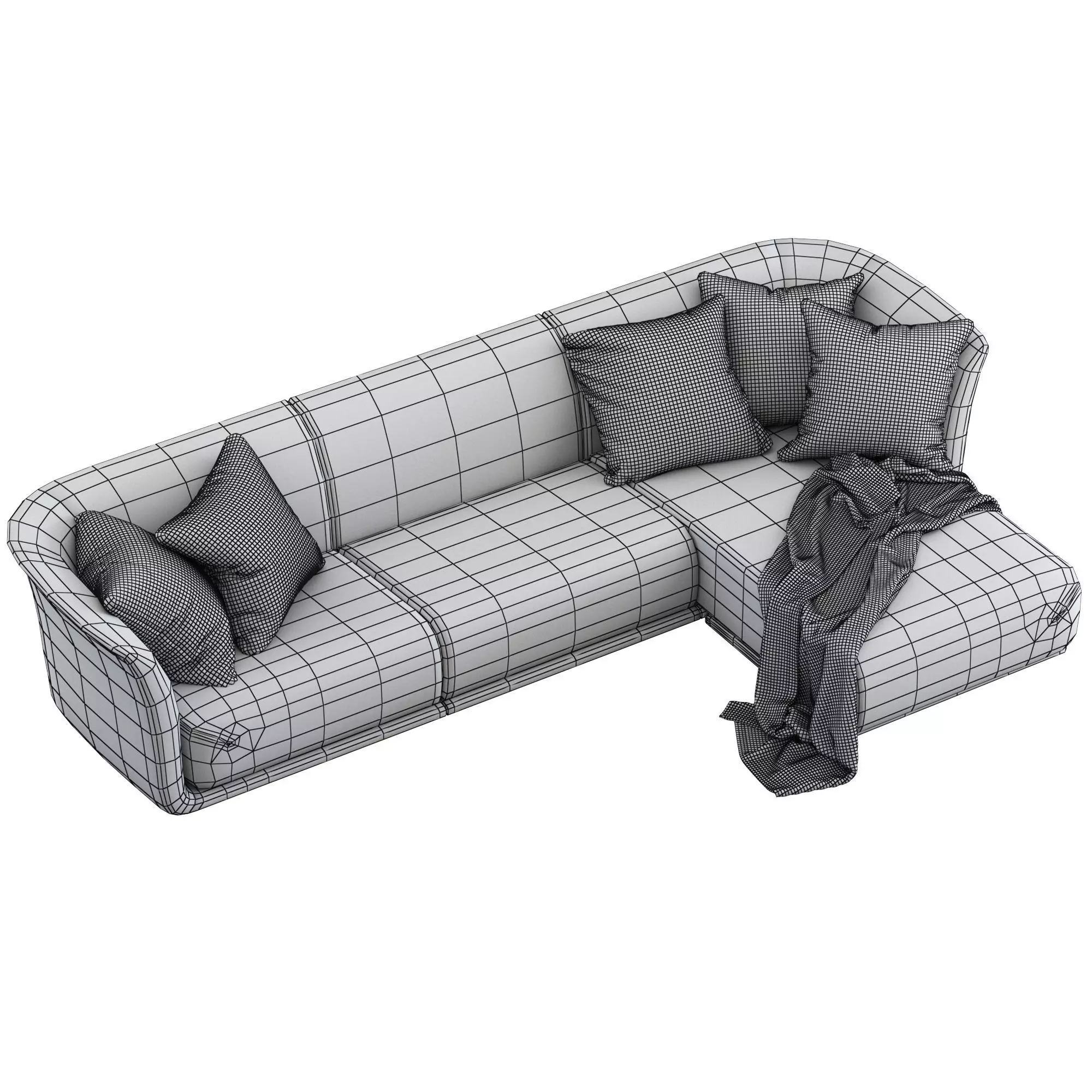Vondom Suave 3 seater Sofa with Chaise 3D model_5