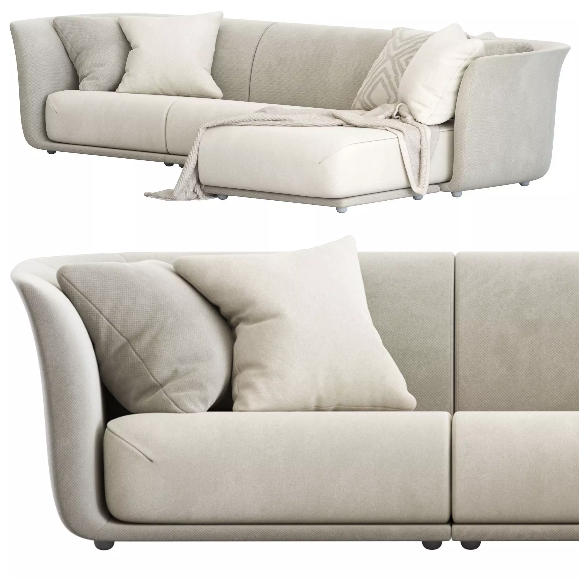 Vondom Suave 3 seater Sofa with Chaise 3D model_1
