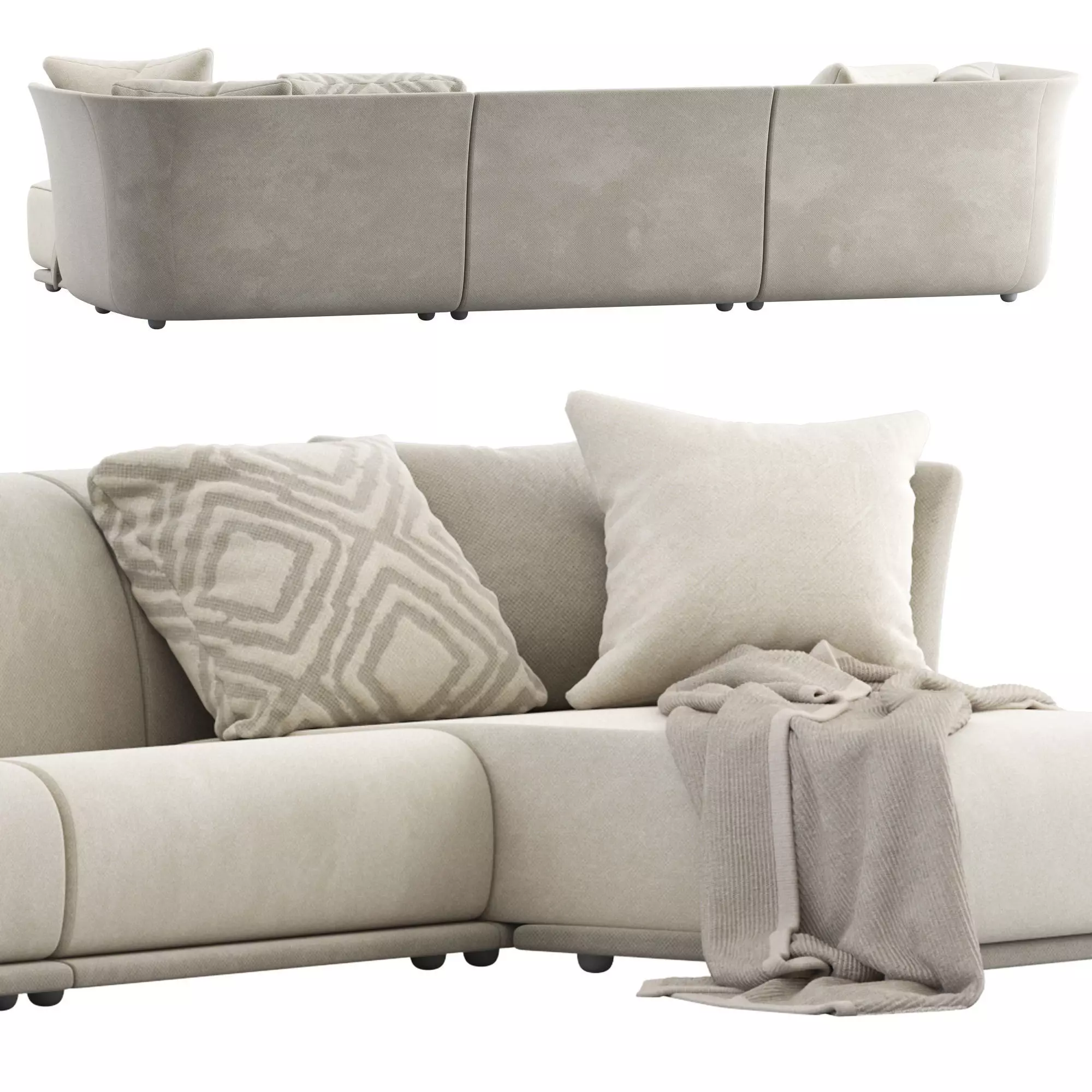 Vondom Suave 3 seater Sofa with Chaise 3D model_3