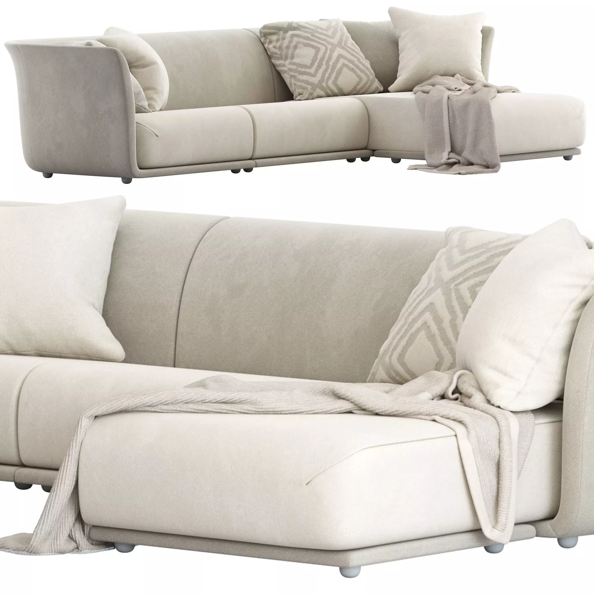 Vondom Suave 3 seater Sofa with Chaise 3D model_0