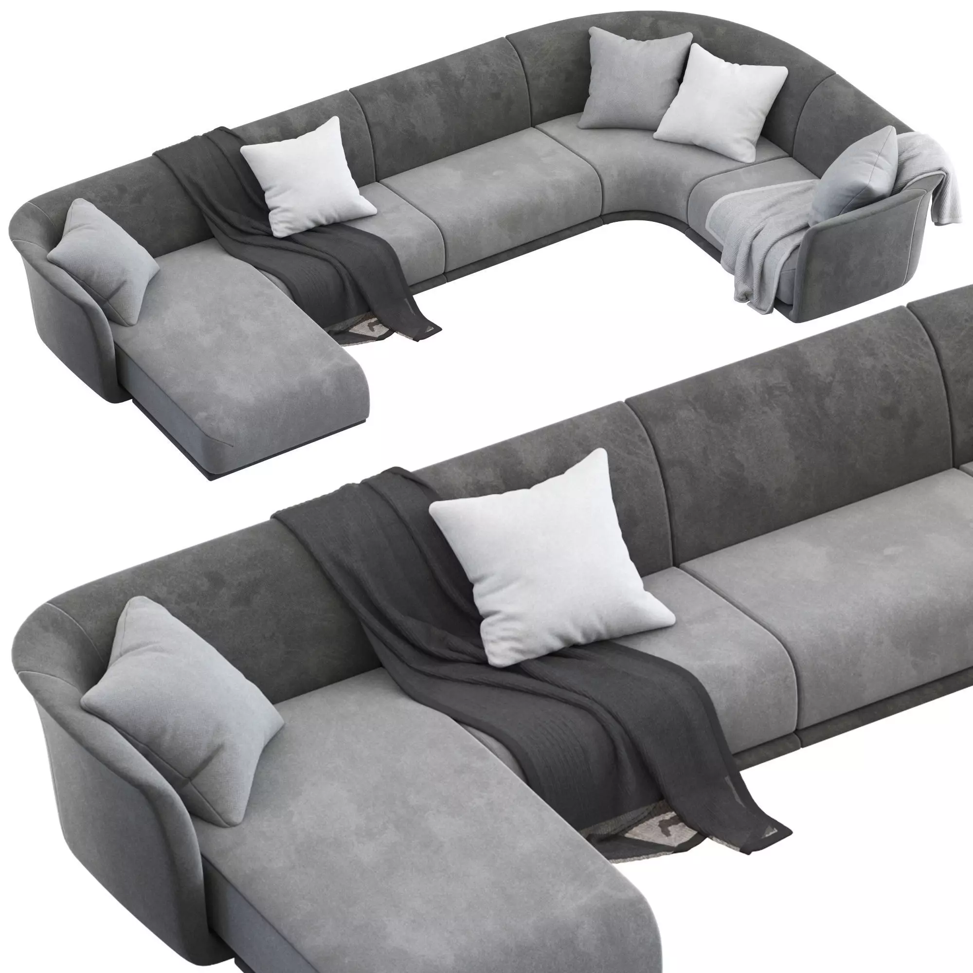 Vondom Suave 5 seater Sofa with Chaise 3D model_4