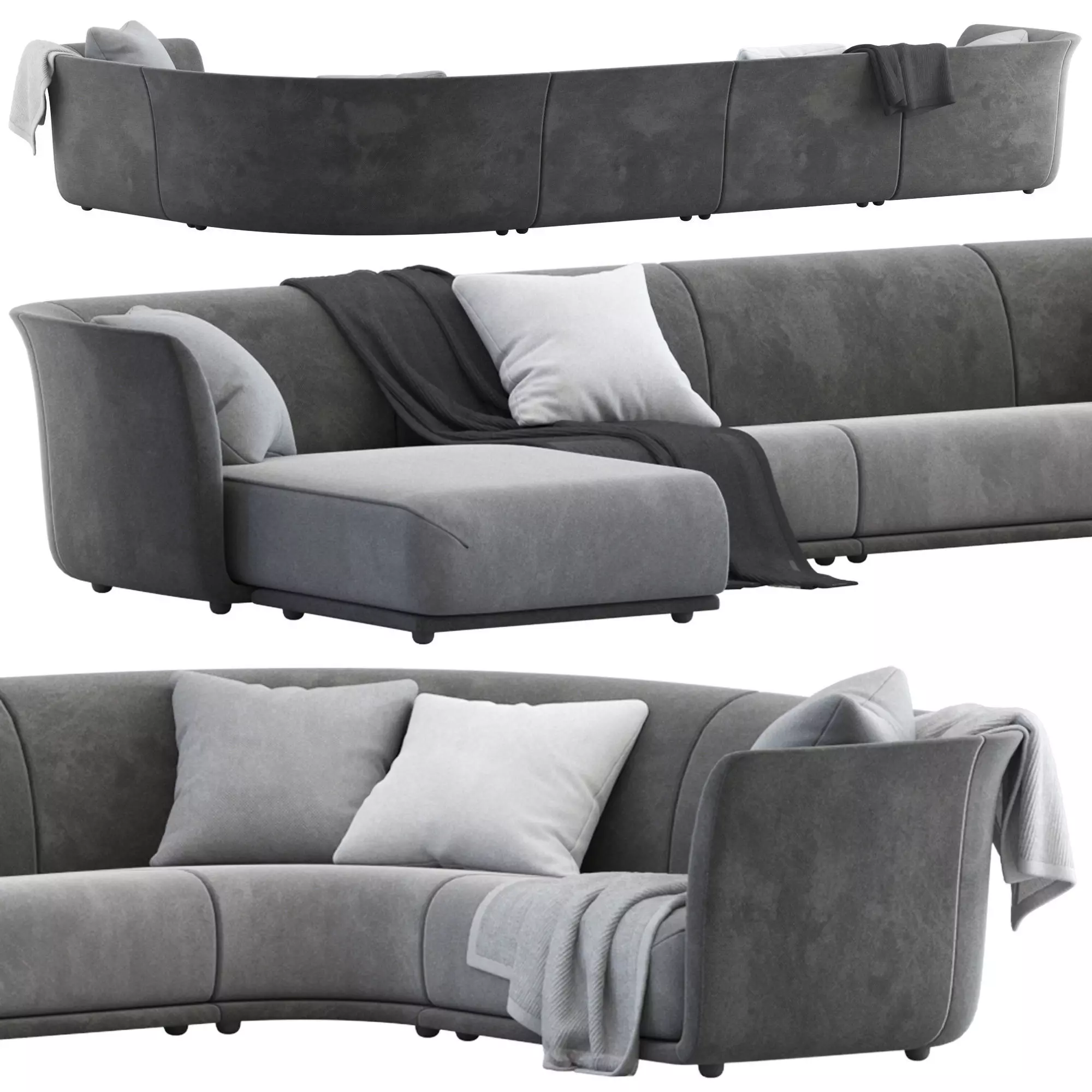 Vondom Suave 5 seater Sofa with Chaise 3D model_3