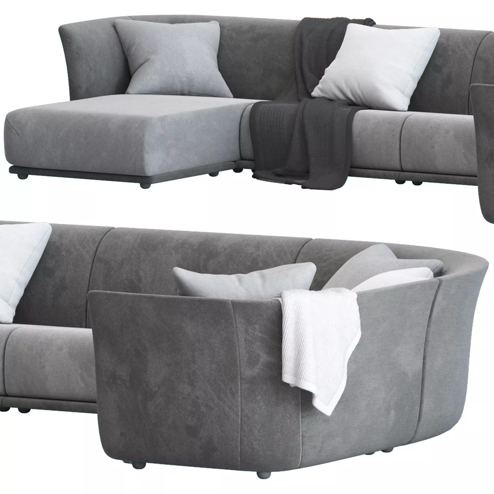 Vondom Suave 5 seater Sofa with Chaise 3D model_1