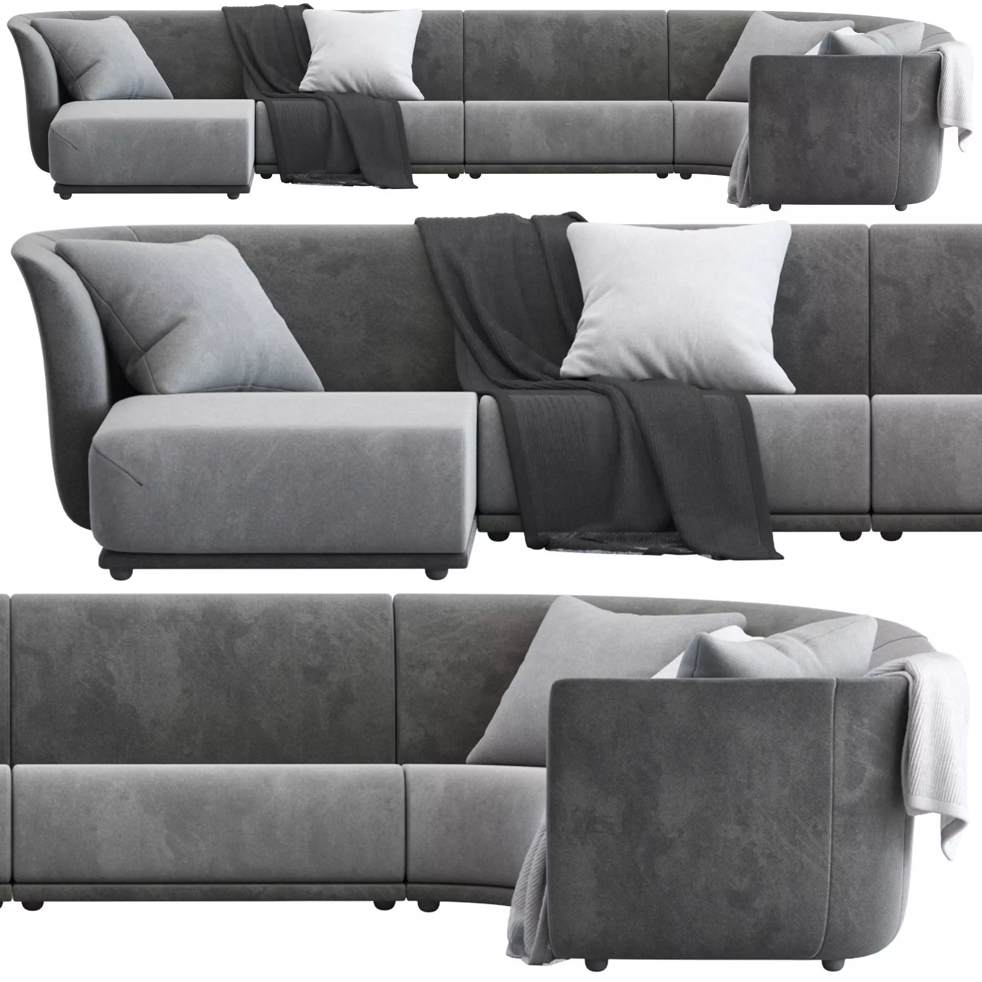 Vondom Suave 5 seater Sofa with Chaise 3D model_2