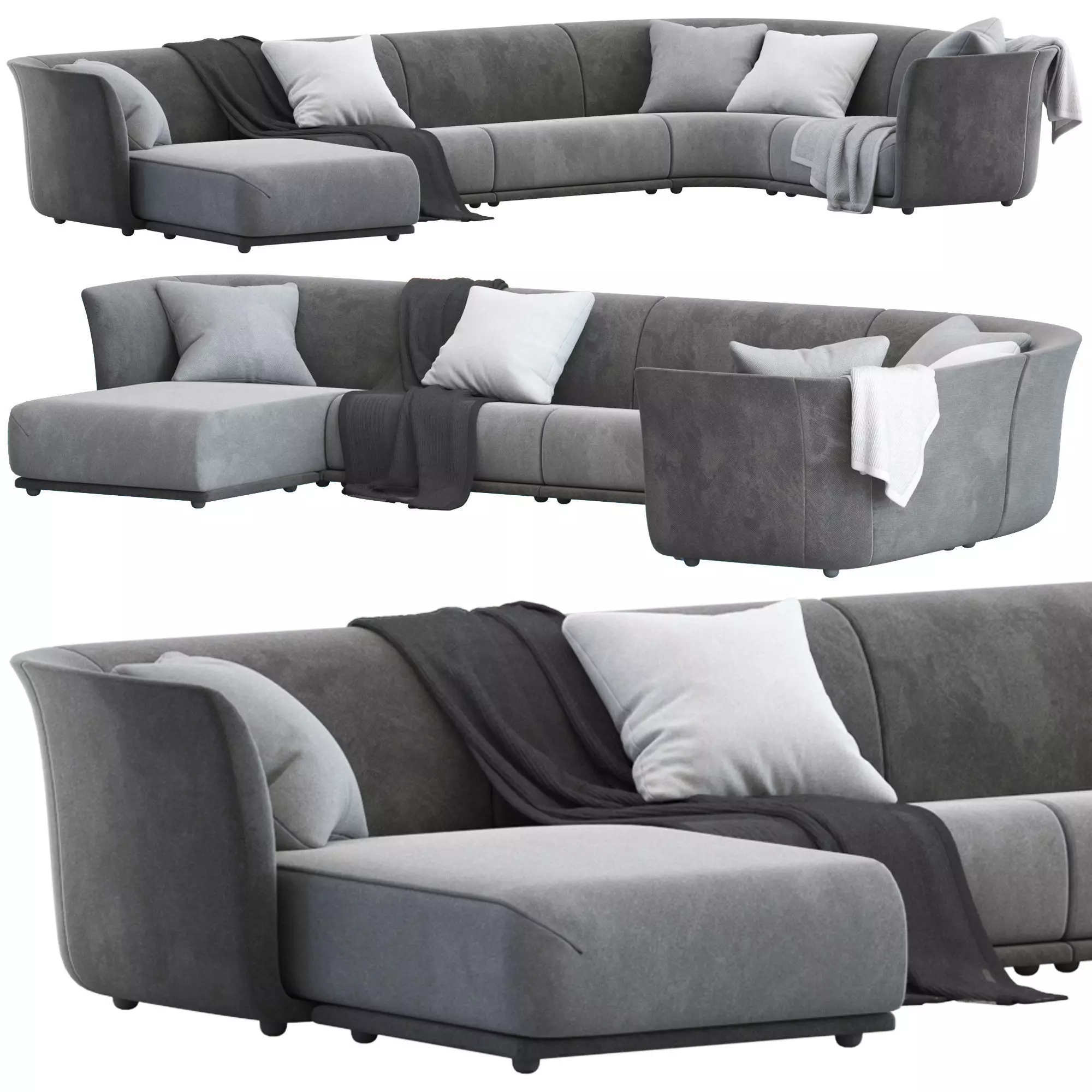 Vondom Suave 5 seater Sofa with Chaise 3D model_0