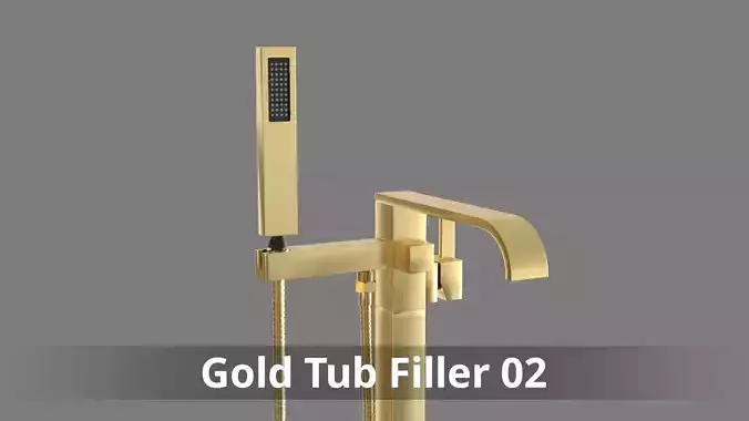 Brushed Gold Freestanding tub Filler 02