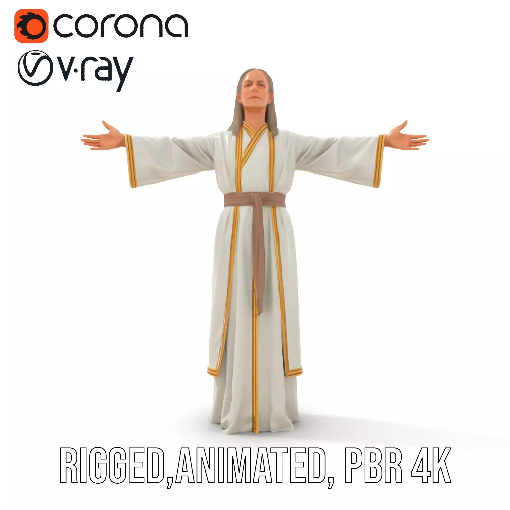 Serene Sage Robe model pack Low-poly 3D model_11