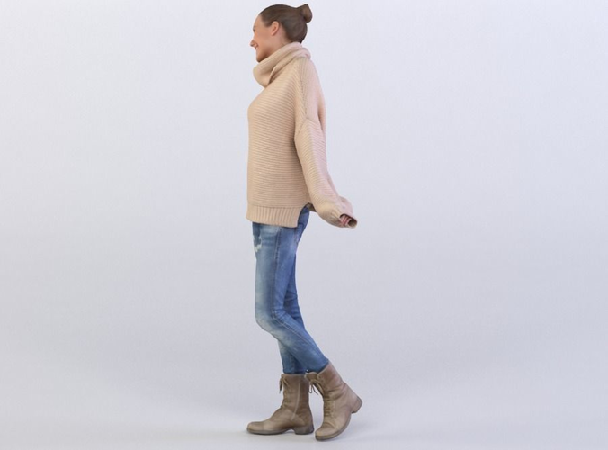 Julia 0205 Woman in a sweater spreading arms