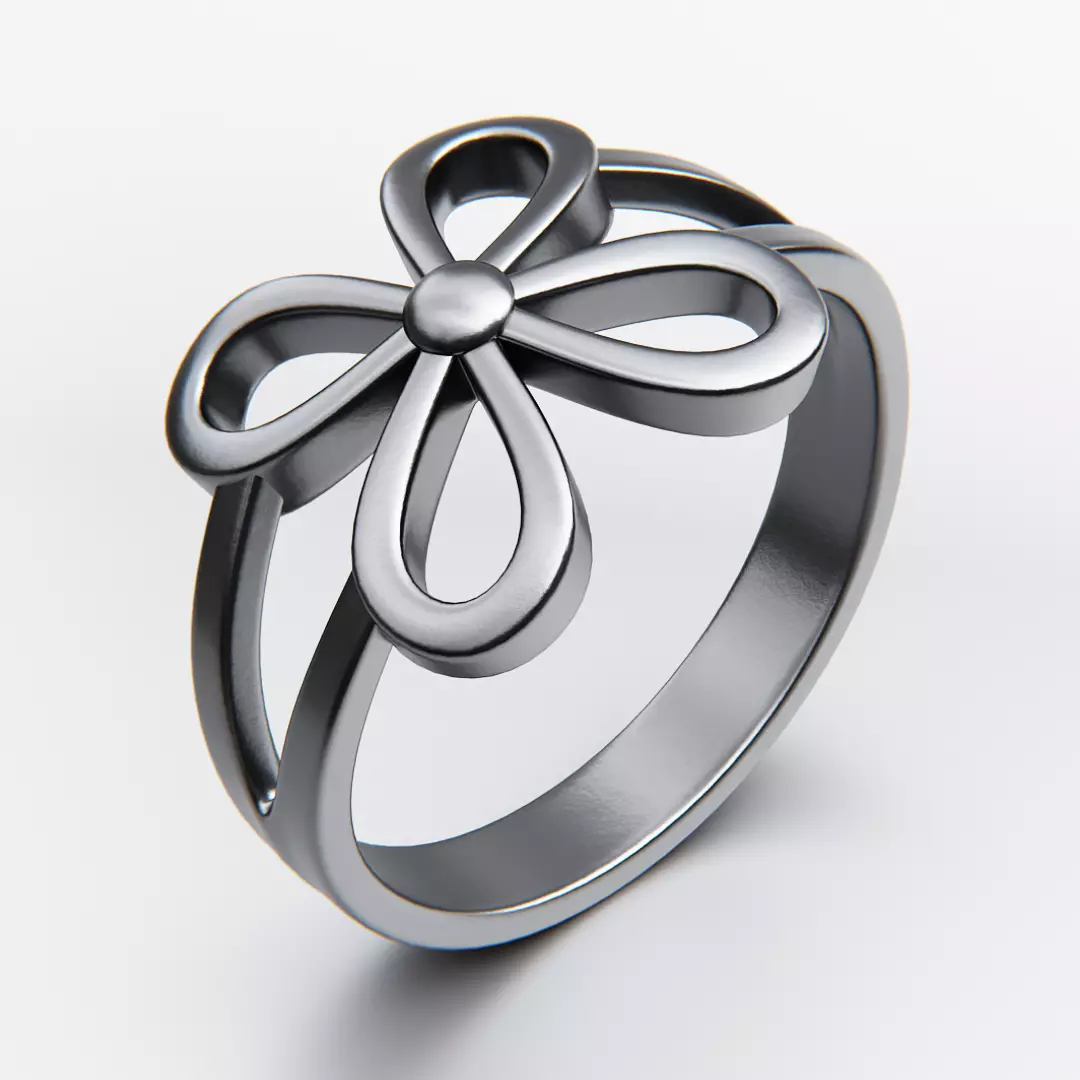 Elegant Loop Flower Ring - Minimalist Floral Jewelry 3D print model