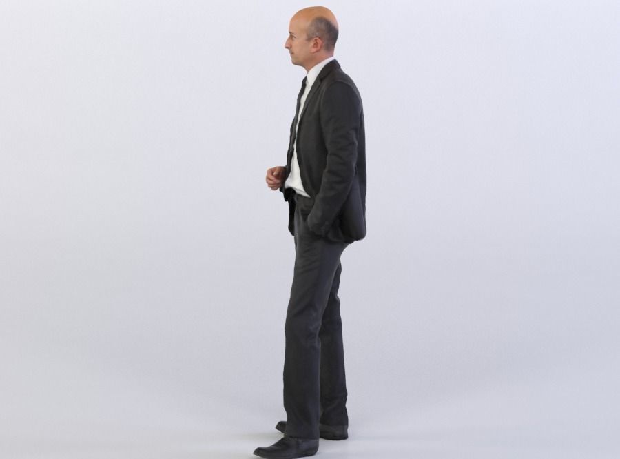 Dave 0298 Man in a Suit Standing, Arm in a Pocket 3D model_1