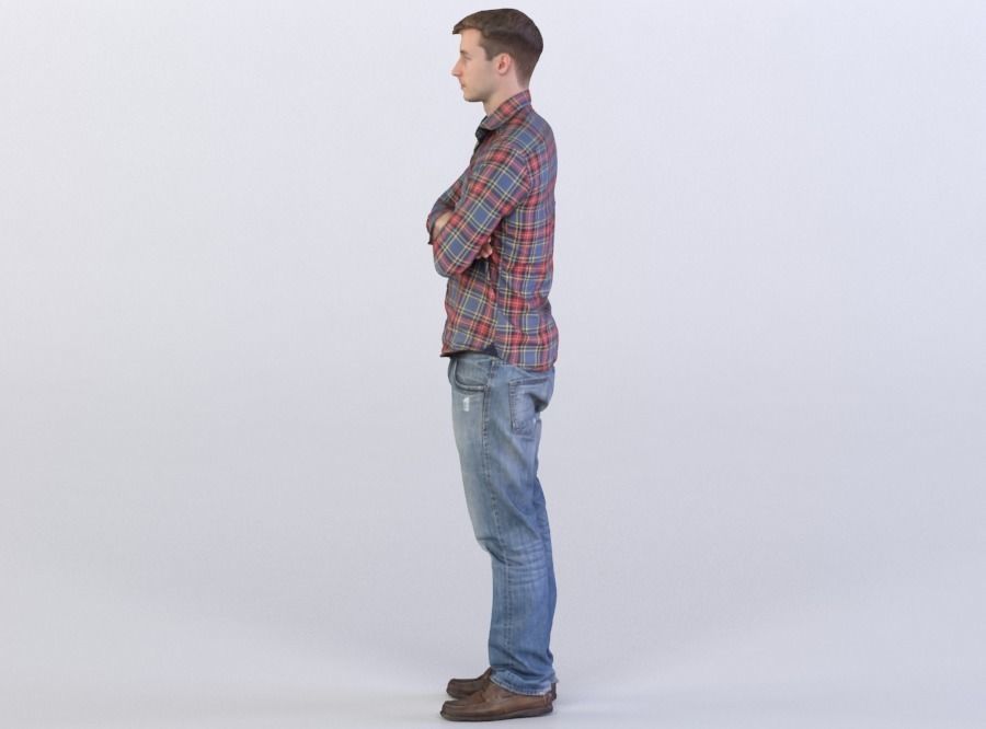 Aaron 0079 Man Standing, Arms folded, Serious expression 3D model_1