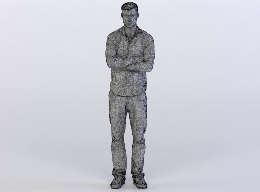 Aaron 0079 Man Standing, Arms folded, Serious expression 3D model_4