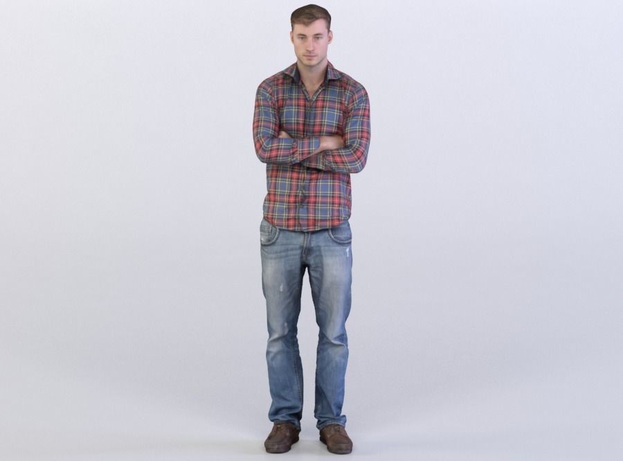 Aaron 0079 Man Standing, Arms folded, Serious expression 3D model_0