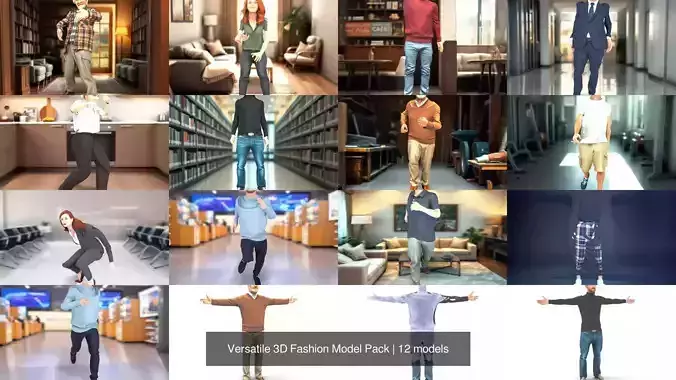 Versatile 3D Fashion Model Pack