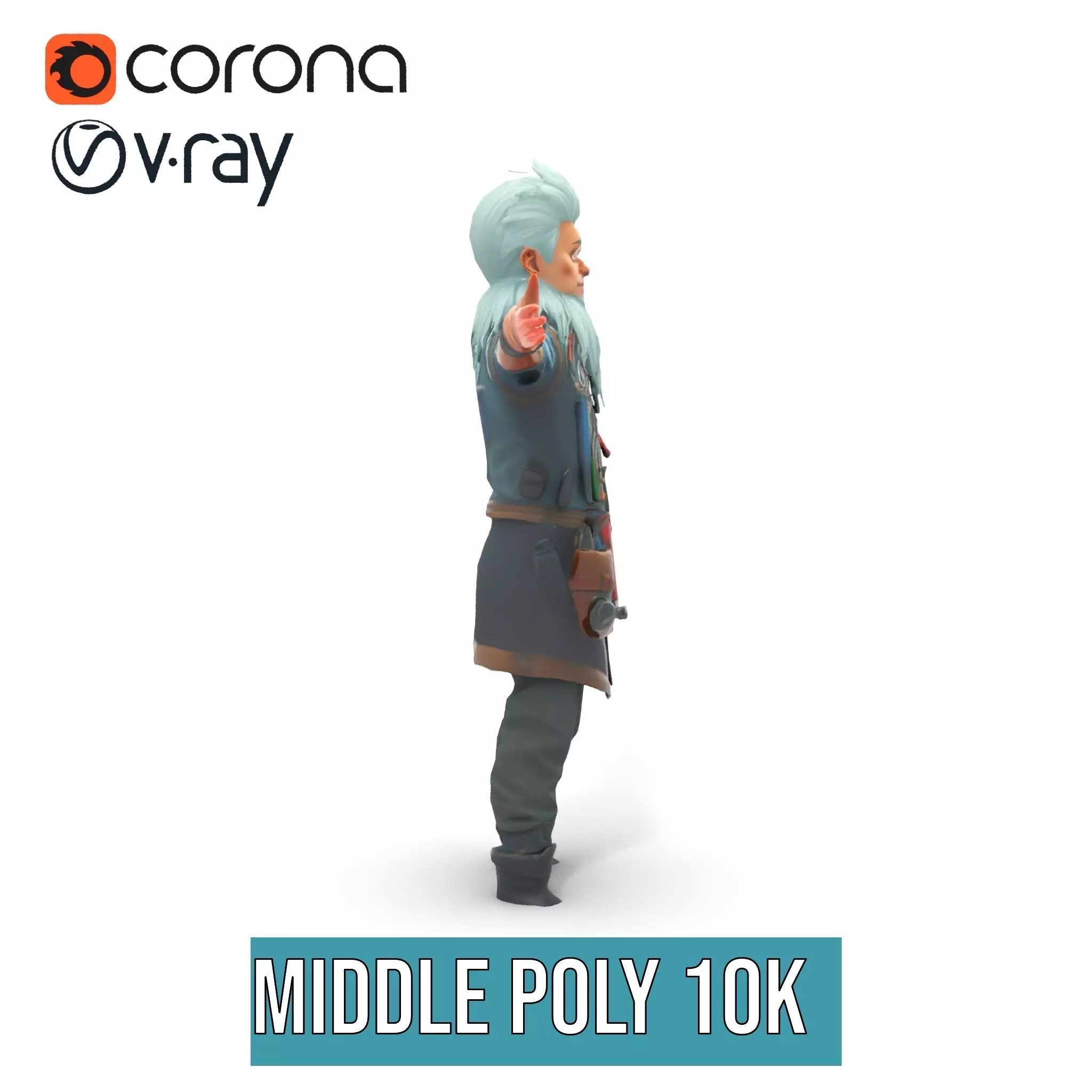 Workshop Wizard Character model pack Low-poly 3D model_9