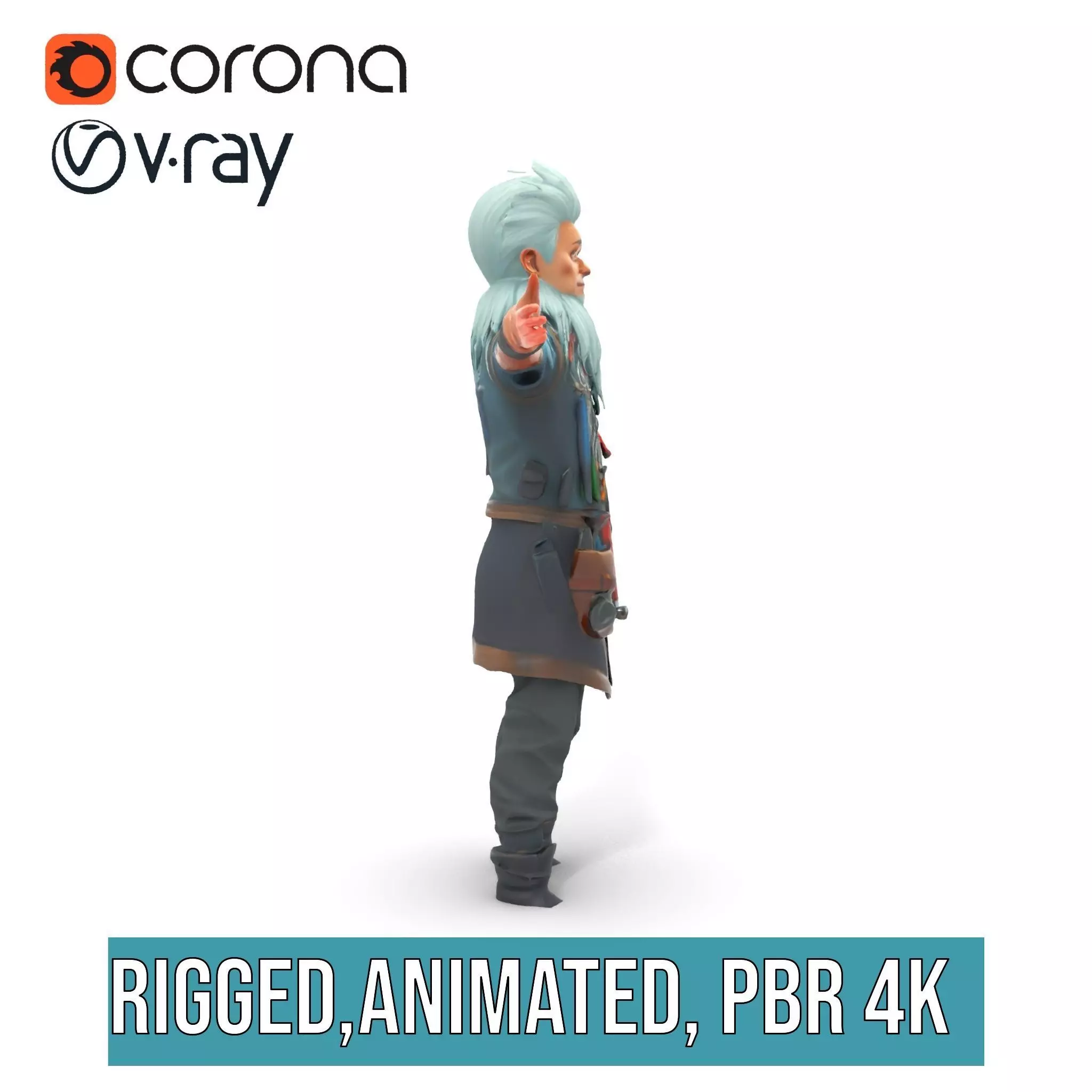 Workshop Wizard Character model pack Low-poly 3D model_33