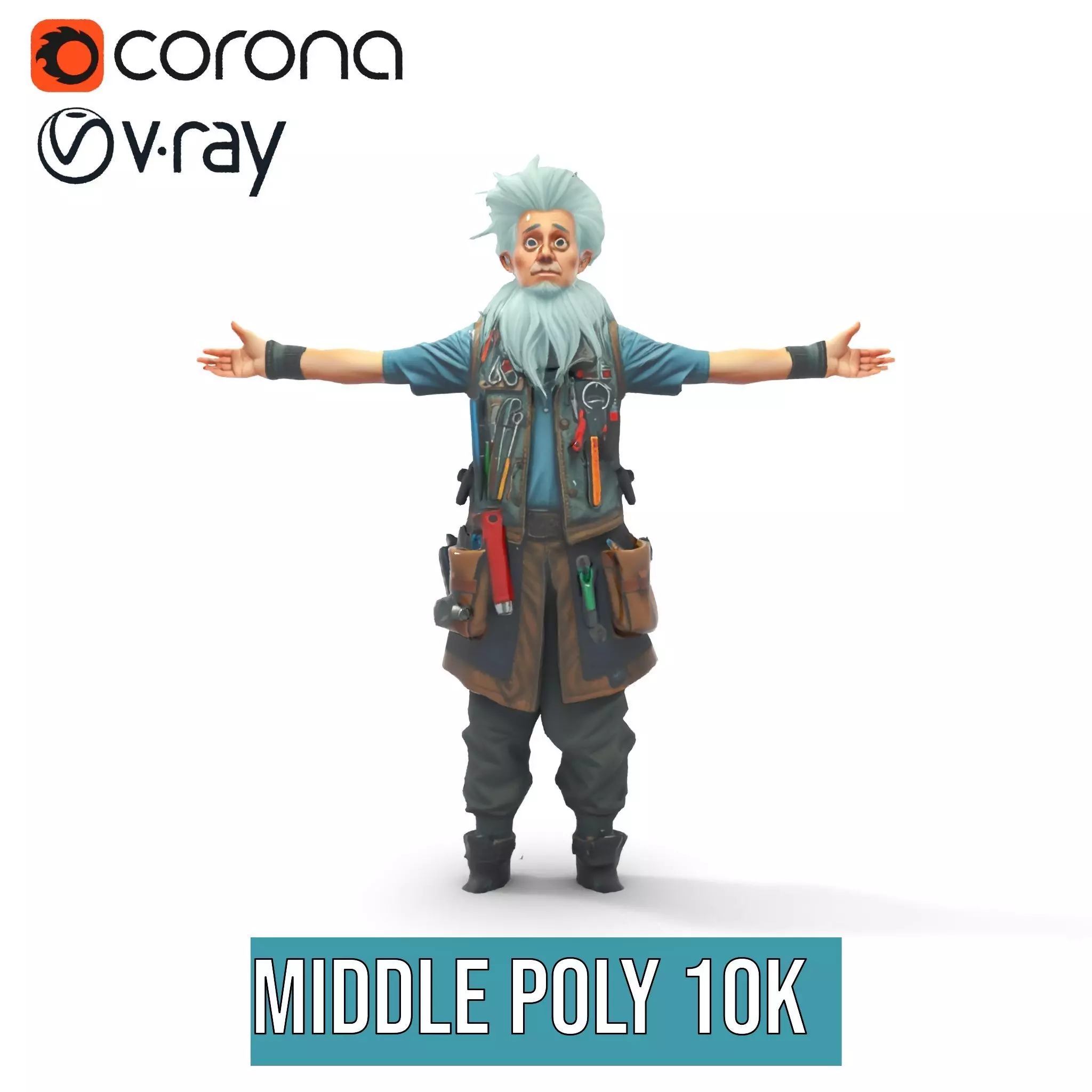 Workshop Wizard Character model pack Low-poly 3D model_14