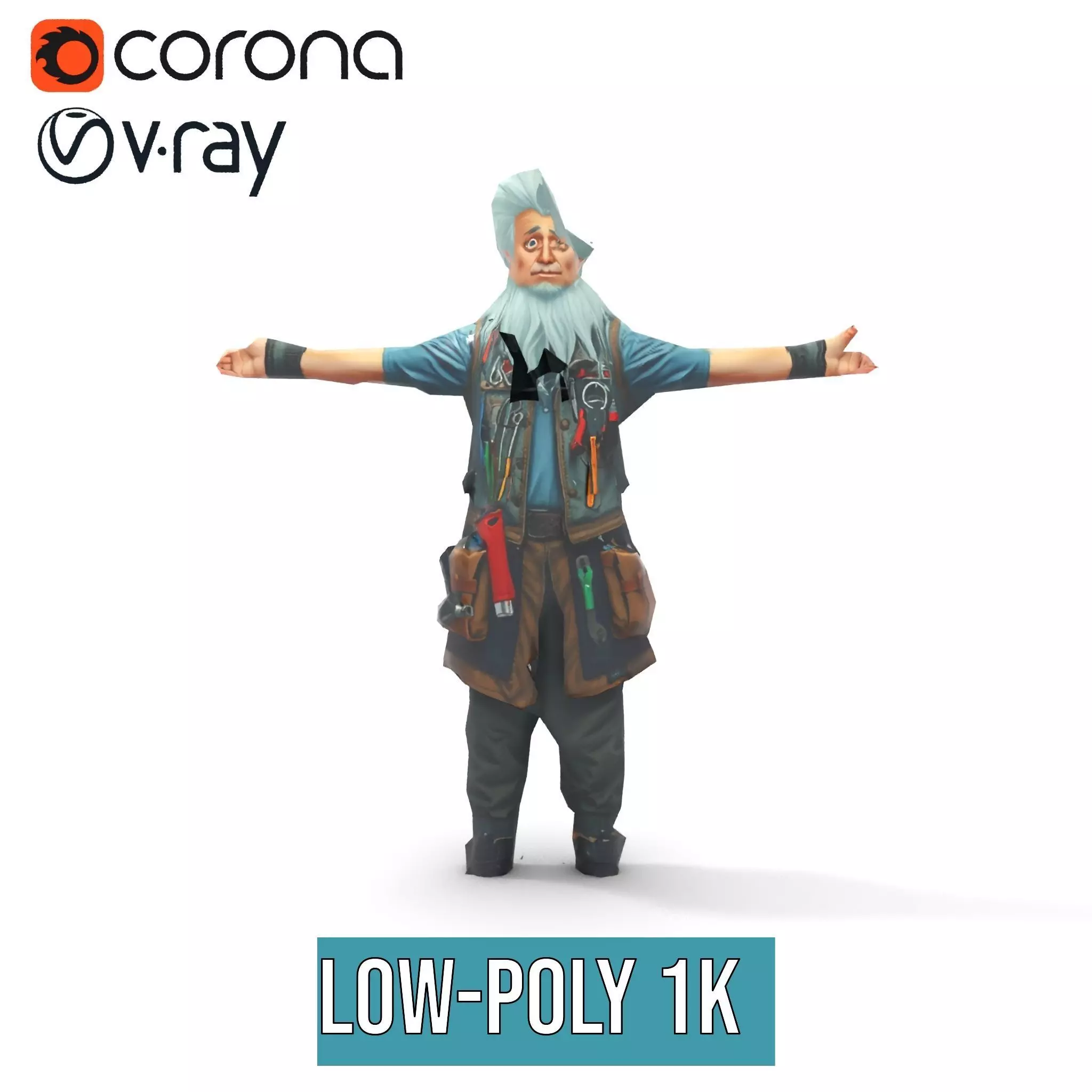Workshop Wizard Character model pack Low-poly 3D model_28