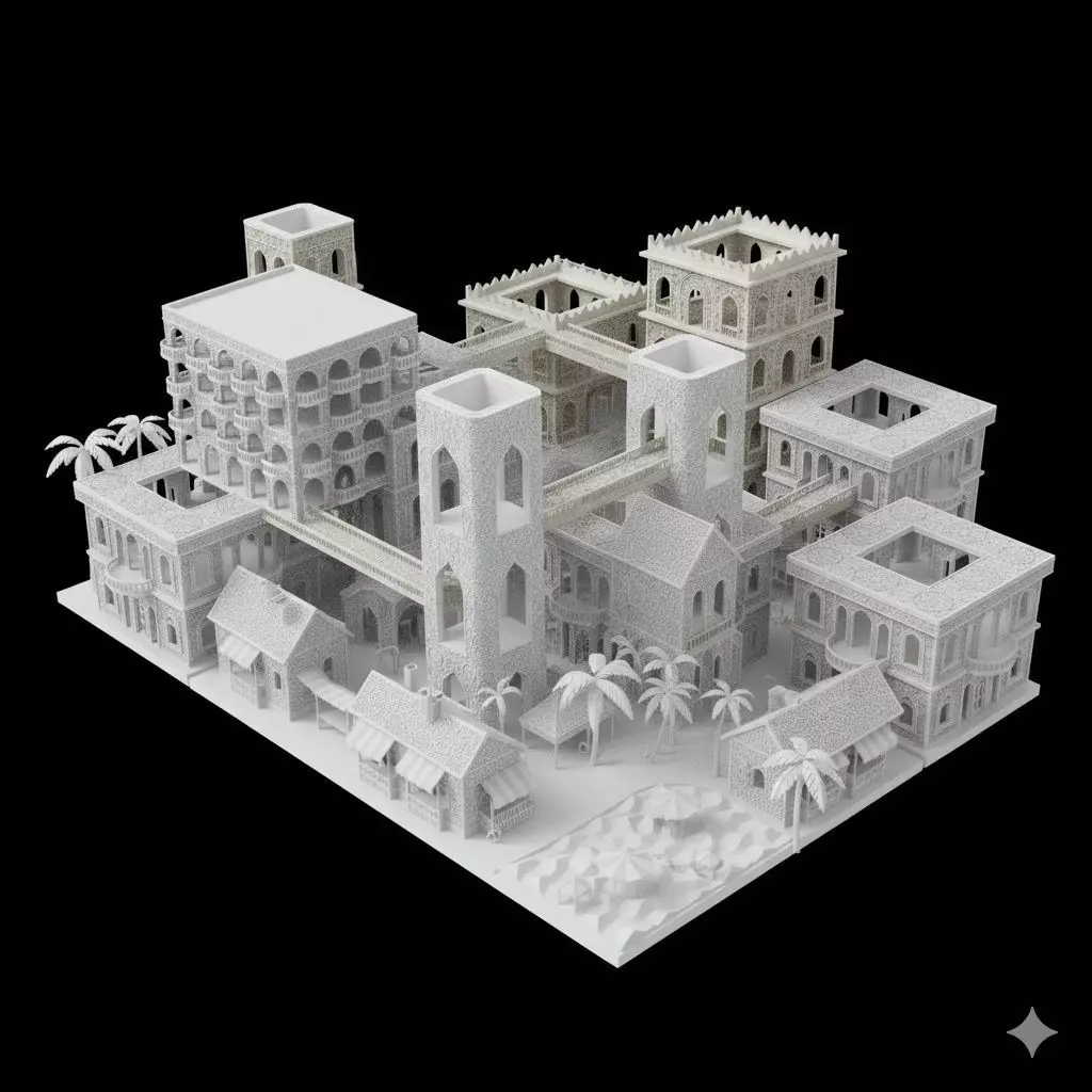Empty City Hollow Block Landscape 3D print model