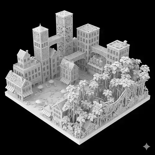 Hollow Empty City 3D Environment