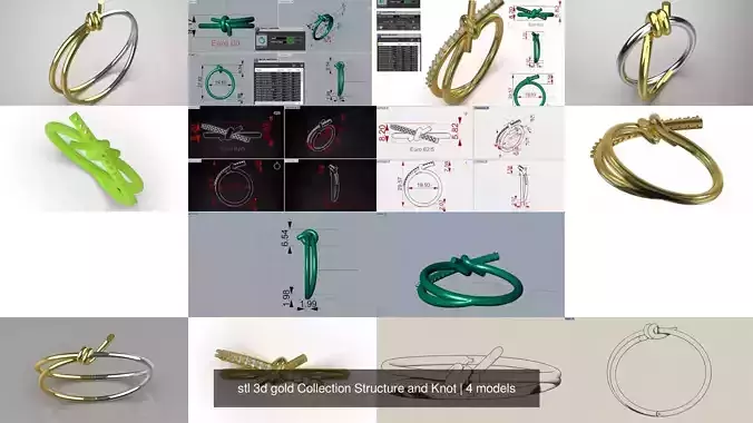  stl 3d gold Collection Structure and Knot