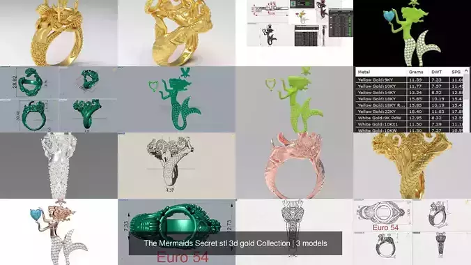 The Mermaids Secret stl 3d gold Collection
